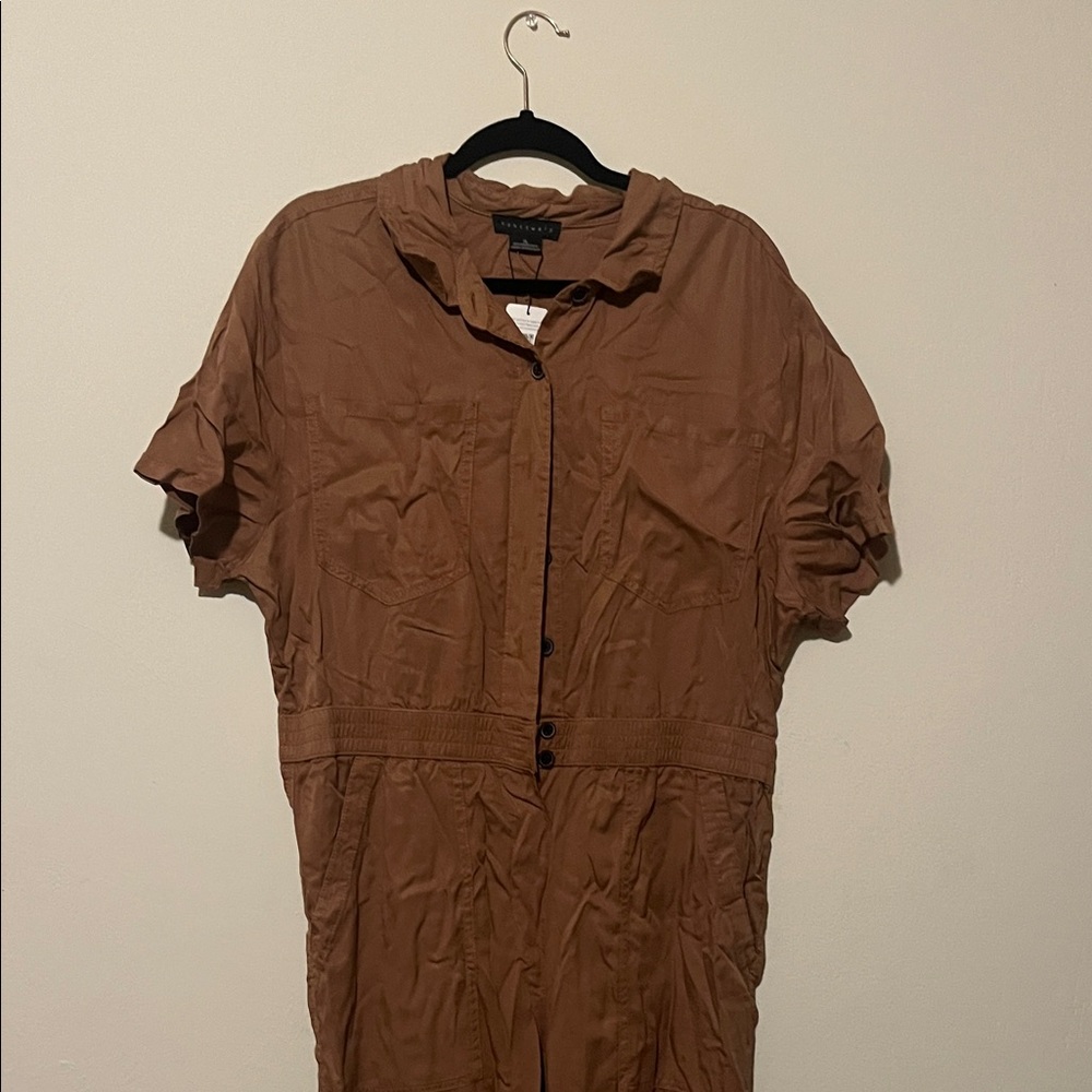 Brown Button-Up Jumpsuit